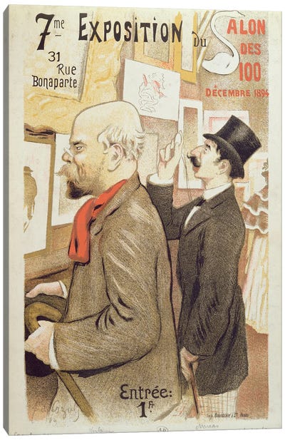 Poster advertising the '7th Exhibition of the Salon des 100', depicting Paul Verlaine  Canvas Art Print