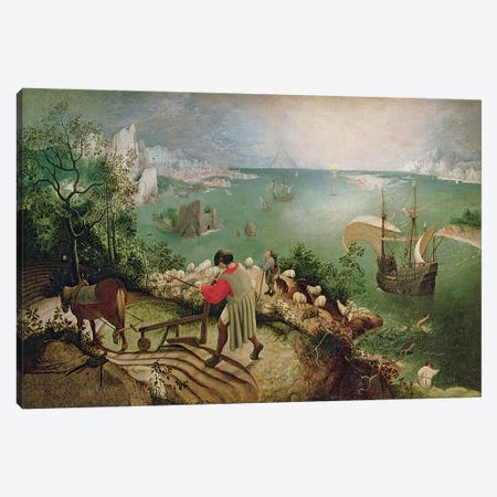 Landscape with the Fall of Icarus, c.1555  Canvas Print #BMN220} by Pieter Brueghel the Elder Canvas Artwork