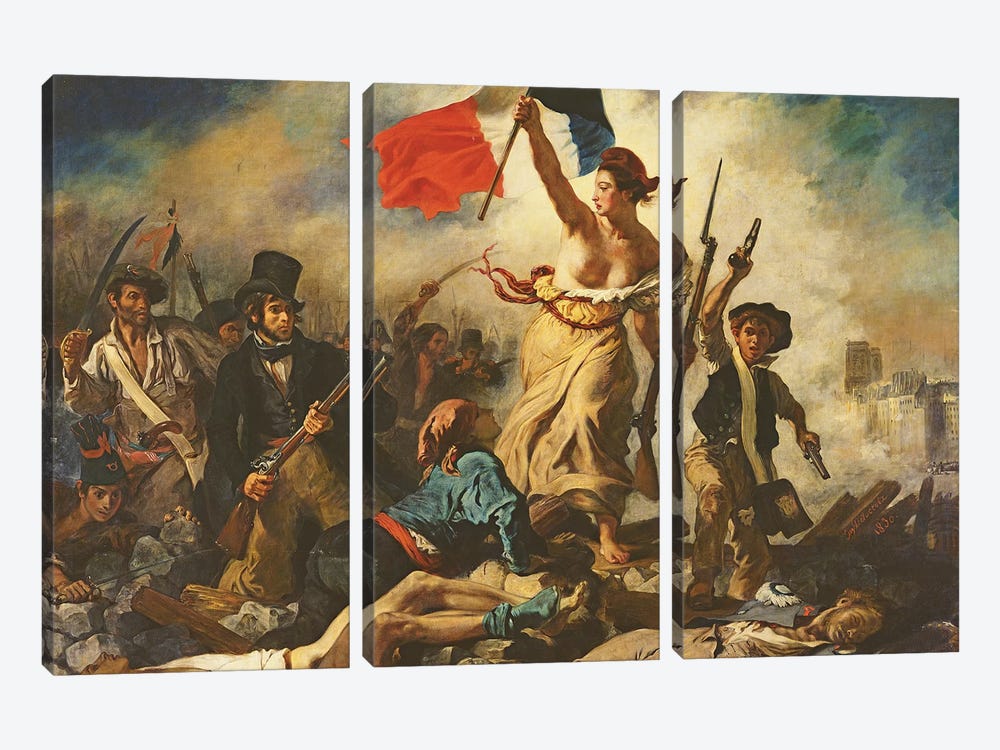 Liberty Leading the People, 28 July 1830, c.1830-31   by Ferdinand Victor Eugene Delacroix 3-piece Canvas Print