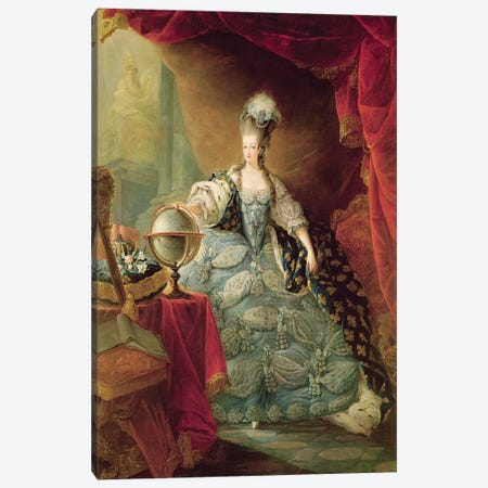 Portrait of Marie Antoinette  Canvas Print #BMN2222} by Jean-Baptiste Andre Gautier D'Agoty Canvas Wall Art