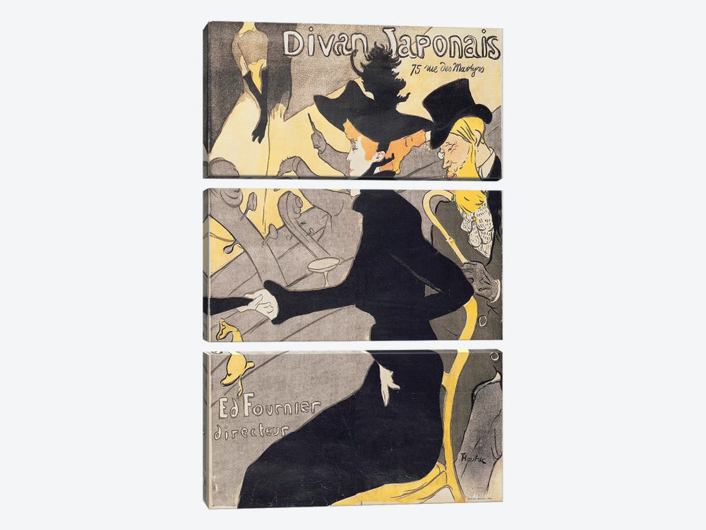 Poster advertising 'Le Divan Japonais', 1892  by Henri de Toulouse-Lautrec 3-piece Canvas Art Print
