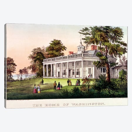 The Home of George Washington, Mount Vernon, Virginia, published by Nathaniel Currier  Canvas Print #BMN2231} by American School Canvas Print