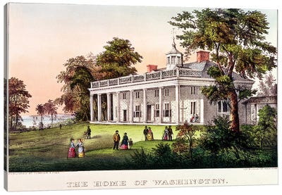 The Home of George Washington, Mount Vernon, Virginia, published by Nathaniel Currier  Canvas Art Print