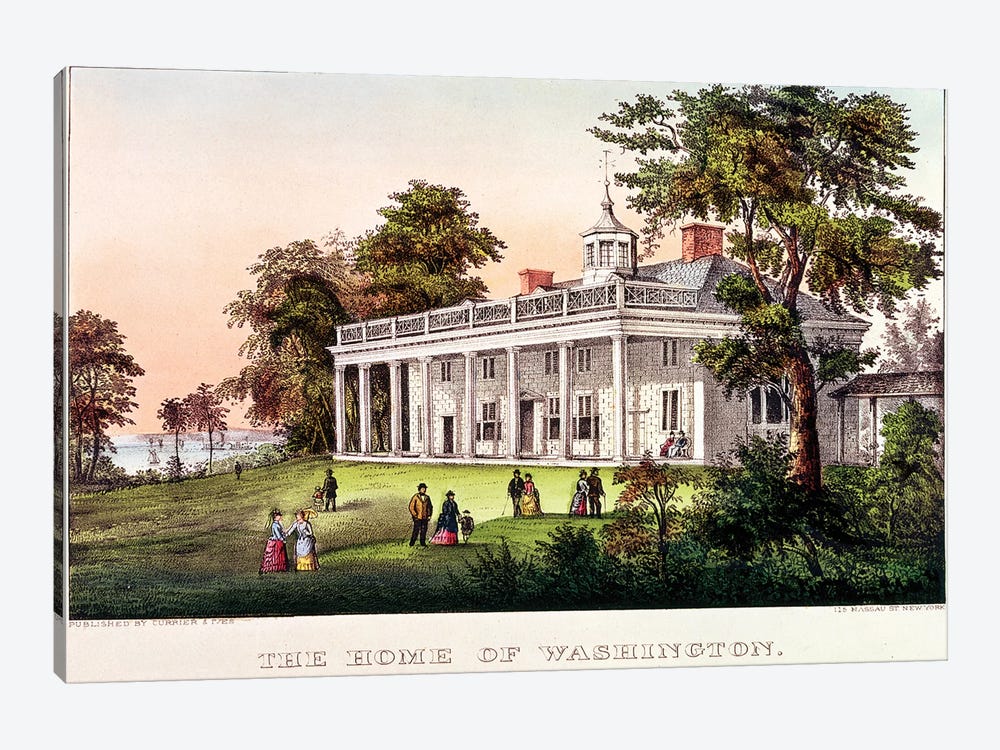 The Home of George Washington, Mount Vernon, Virginia, published by Nathaniel Currier  by American School 1-piece Canvas Art