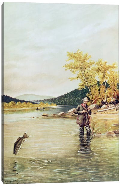 Trout Fisherman, 1889  Canvas Art Print - Fishing Art