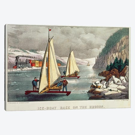 Ice-Boat Race on the Hudson  Canvas Print #BMN2233} by American School Canvas Print