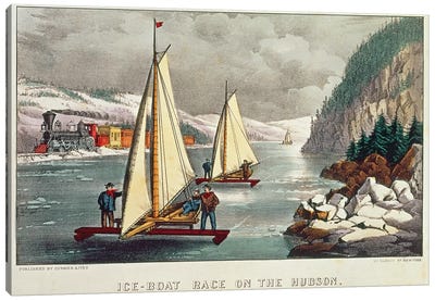 Ice-Boat Race on the Hudson  Canvas Art Print
