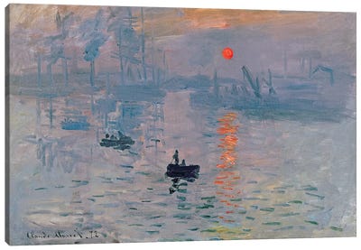 Impression: Sunrise, 1872  Canvas Art Print - Claude Monet