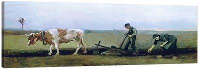 Labourer and Peasant Planting Potatoes, 1884  Canvas Art Print - Post-Impressionism Art