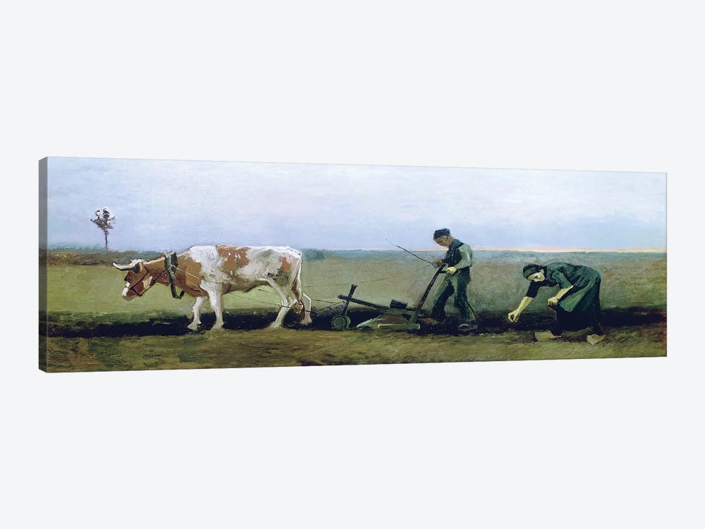 Labourer and Peasant Planting Potatoes, 1884  by Vincent van Gogh 1-piece Canvas Artwork