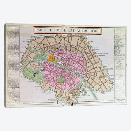 Map of Paris, June 1800  Canvas Print #BMN2244} by French School Canvas Art Print