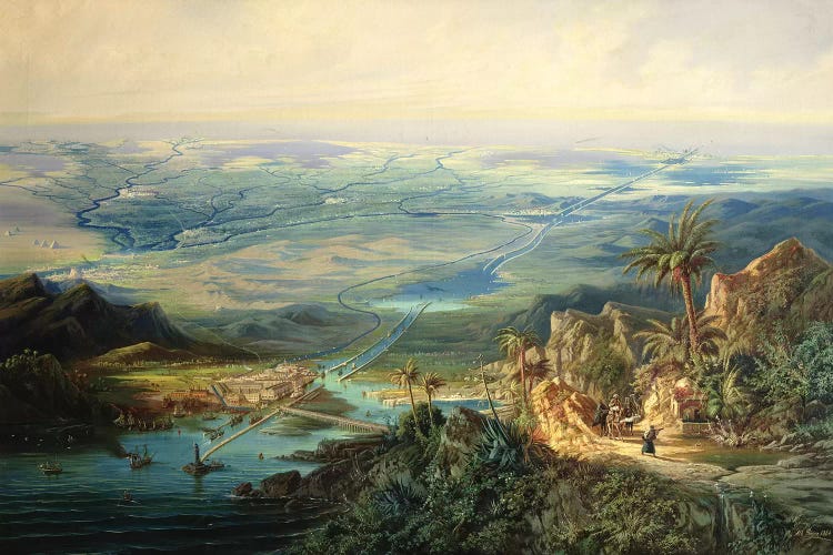The Suez Canal, 1864  by Albert Rieger wall art