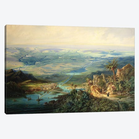 The Suez Canal, 1864  Canvas Print #BMN2266} by Albert Rieger Art Print