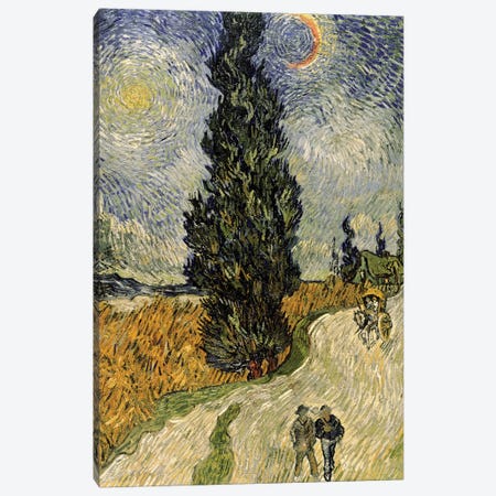 Road with Cypresses, 1890  Canvas Print #BMN226} by Vincent van Gogh Canvas Art Print