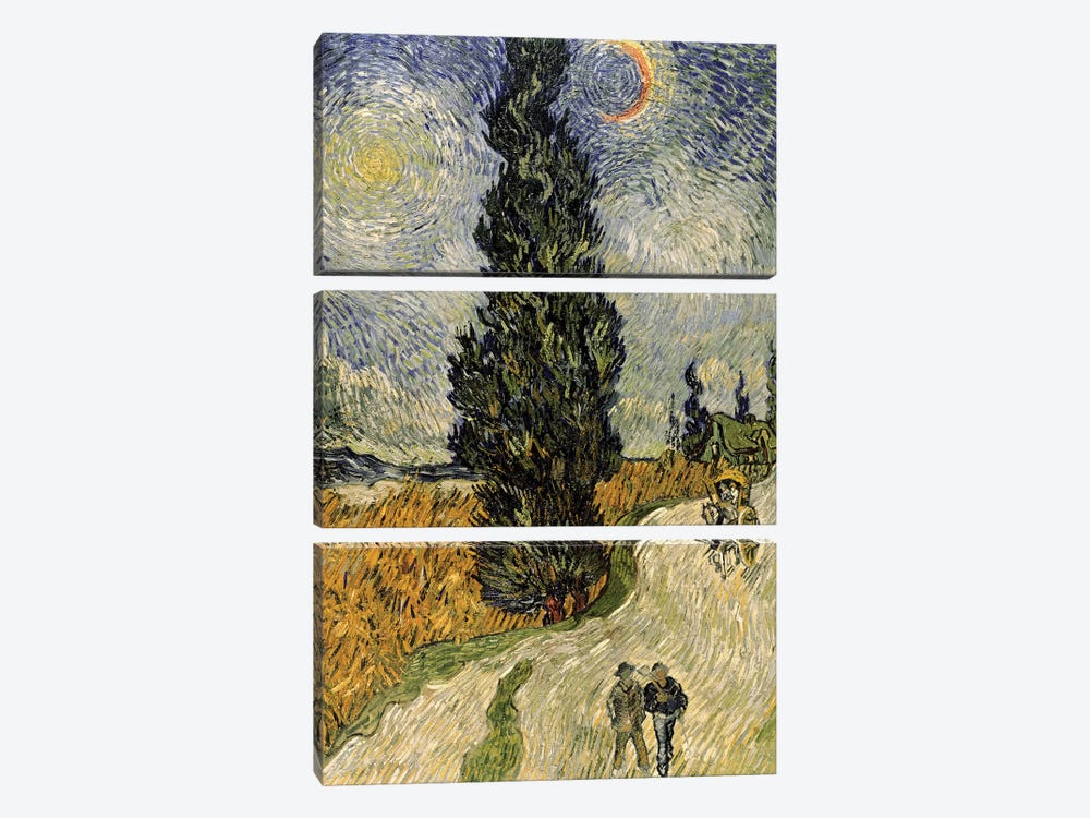 Road with Cypresses, 1890  by Vincent van Gogh 3-piece Canvas Artwork