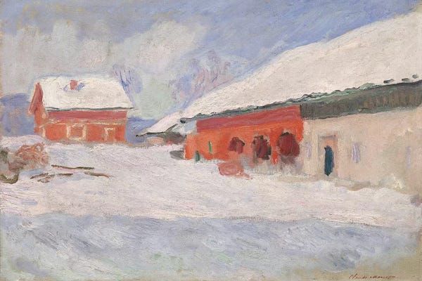 All Things Monet: Norway, Red Houses at Bjornegaard, 1895  by Claude Monet