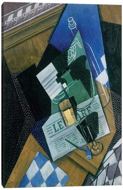 Still Life with Water Bottle, Bottle and Fruit Dish, 1915  Canvas Art Print - Juan Gris