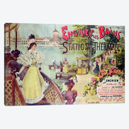 Poster advertising the spa resort of Enghien-les-Bains, France, late 19th century  Canvas Print #BMN2296} by French School Canvas Artwork