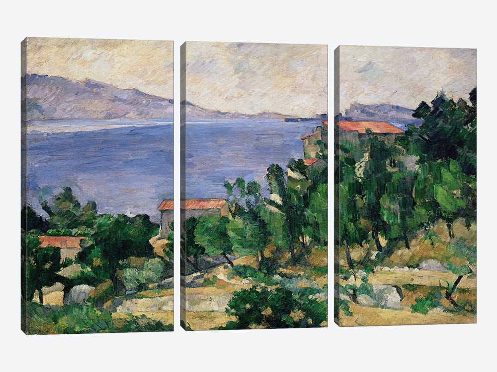 View of Mount Marseilleveyre and the Isle of Maire, c.1882-85  by Paul Cezanne 3-piece Canvas Wall Art