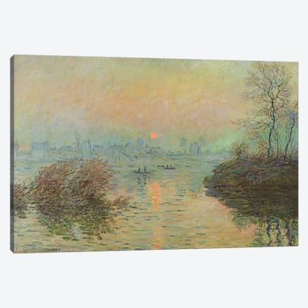 Sun Setting over the Seine at Lavacourt. Winter Effect, 1880  Canvas Print #BMN2298} by Claude Monet Art Print