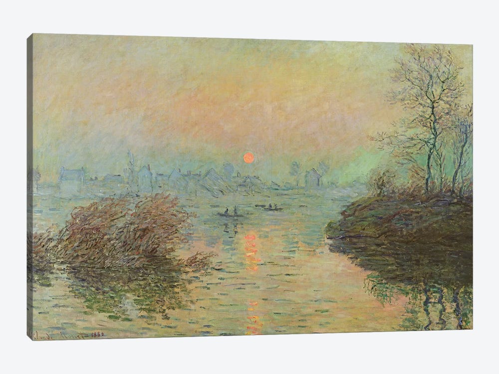 Sun Setting over the Seine at Lavacourt. Winter Effect, 1880  by Claude Monet 1-piece Canvas Art Print