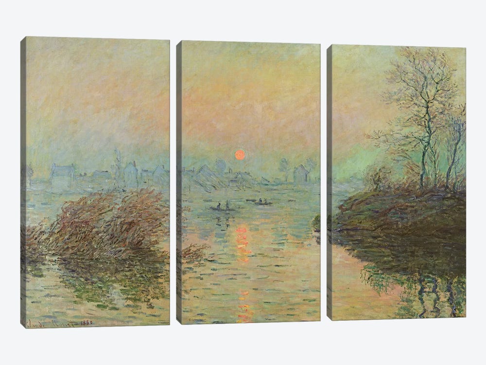 Sun Setting over the Seine at Lavacourt. Winter Effect, 1880  3-piece Art Print