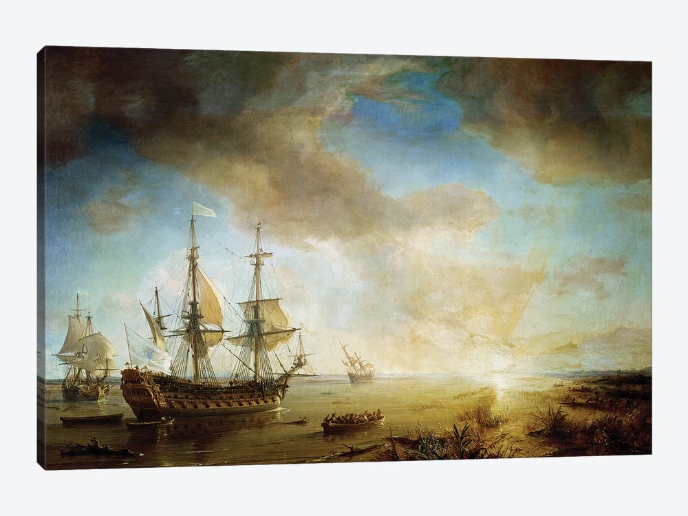 Expedition of Robert Cavelier de La Salle  by Jean Antoine Theodore Gudin 1-piece Canvas Art