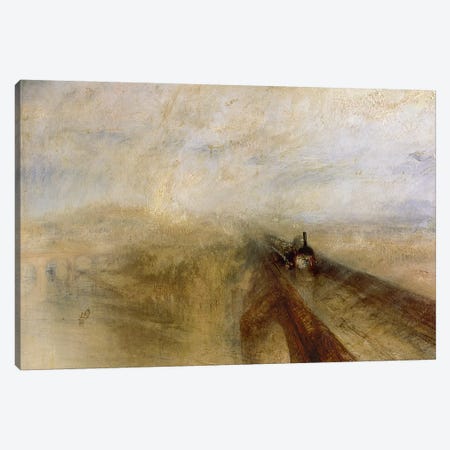 Rain Steam and Speed, The Great Western Railway, painted before 1844  Canvas Print #BMN229} by J.M.W. Turner Canvas Artwork