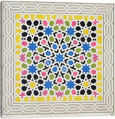 Mosaic design from the Alhambra, from 'The Arabian Antiquities of Spain', published 1815  Canvas Art Print