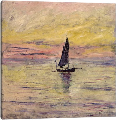 The Sailing Boat, Evening Effect, 1885  Canvas Art Print - All Things Monet