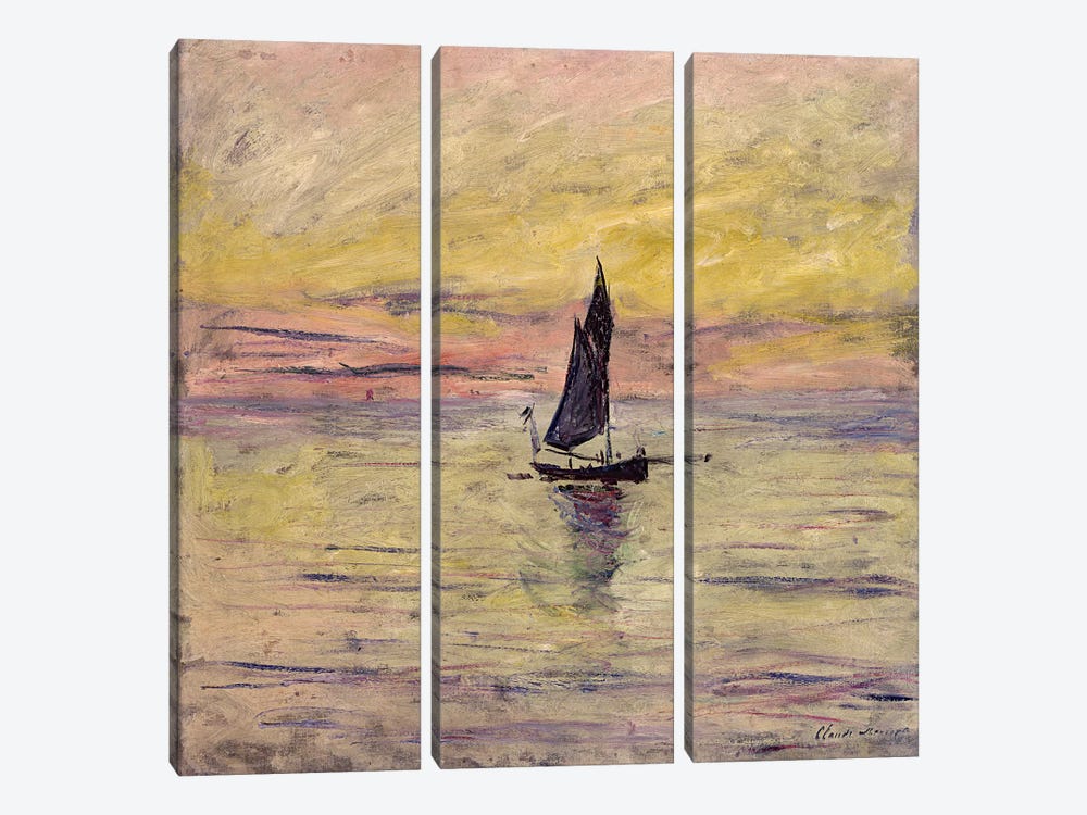 The Sailing Boat, Evening Effect, 1885  by Claude Monet 3-piece Canvas Print