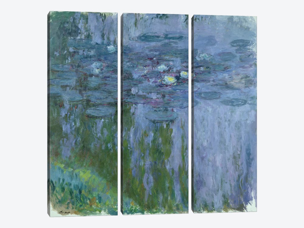 Waterlilies, 1916-19  by Claude Monet 3-piece Canvas Artwork