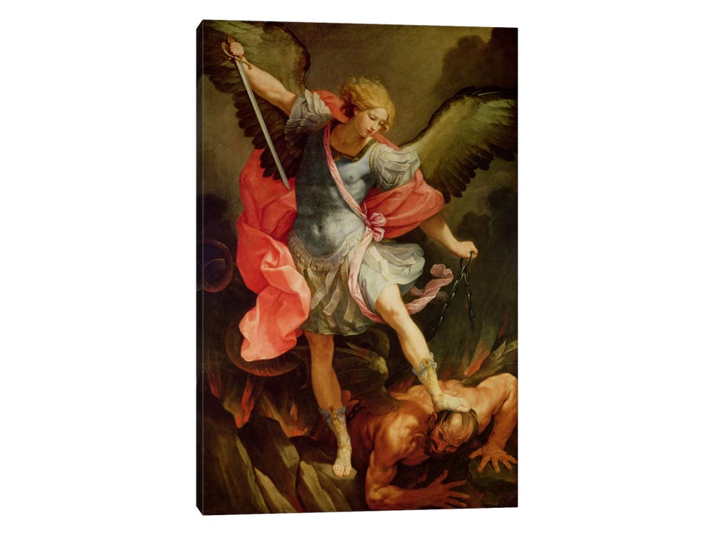 The Archangel Michael defeating Satan Canva - Canvas Art | Guido Reni