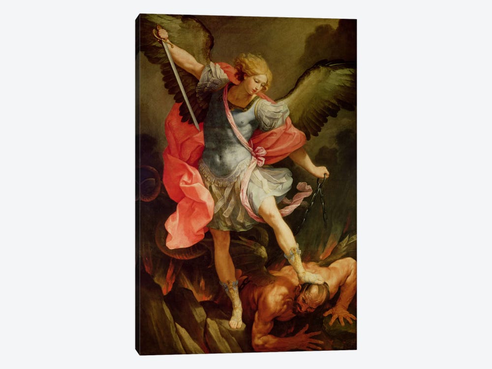 The Archangel Michael defeating Satan  by Guido Reni 1-piece Art Print