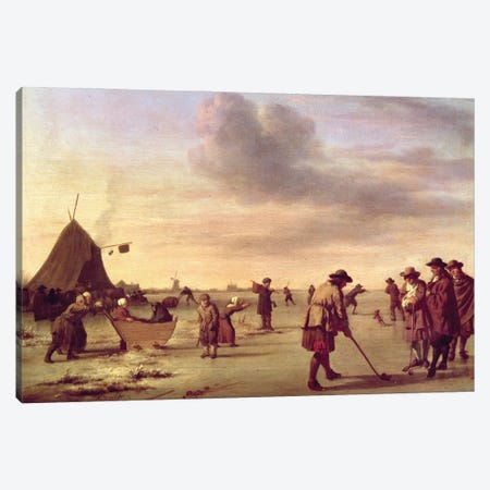 Golfers on the Ice near Haarlem, 1668  Canvas Print #BMN233} by Adriaen van de Velde Art Print