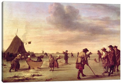 Golfers on the Ice near Haarlem, 1668  Canvas Art Print