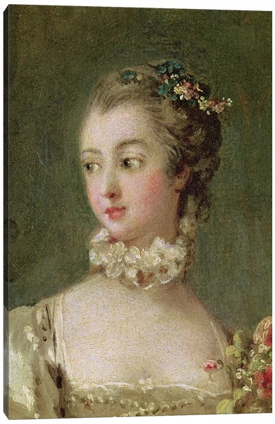 Detail Of Head & Shoulders, Madame de Pompadour  Canvas Art Print