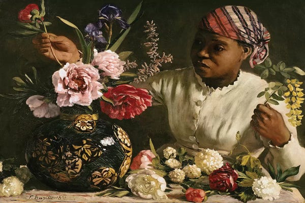 Bouquets: Negress with Peonies, 1870  by Jean Frederic Bazille