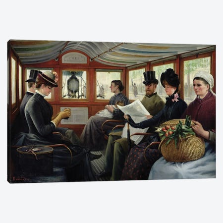 On the Omnibus, 1880  Canvas Print #BMN2353} by Maurice Delondre Canvas Artwork