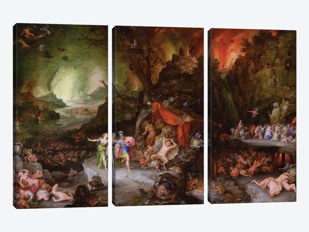 Aeneas and the Sibyl in the Underworld, 1598  by Jan Brueghel the Elder 3-piece Canvas Print