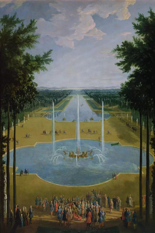 View of the Bassin d'Apollon in the gardens of Versailles, 1713 