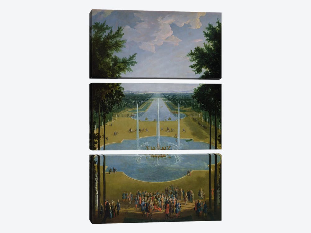 View of the Bassin d'Apollon in the gardens of Versailles, 1713  by Pierre-Denis Martin 3-piece Canvas Artwork