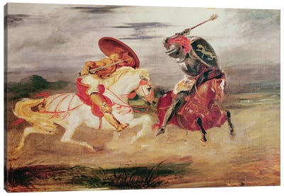 Two Knights Fighting in a Landscape, c.1824  Canvas Art Print