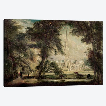 Salisbury Cathedral from the Bishop's Grounds, c.1822-23  Canvas Print #BMN2383} by John Constable Art Print