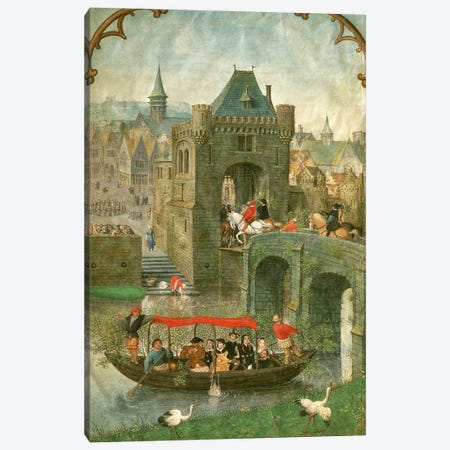 Additional 18855: Boating in the month of May, from a Book of Hours, c.1540  Canvas Print #BMN238} by Simon Bening Canvas Art Print