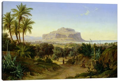 View of Palermo with Mount Pellegrino  Canvas Art Print