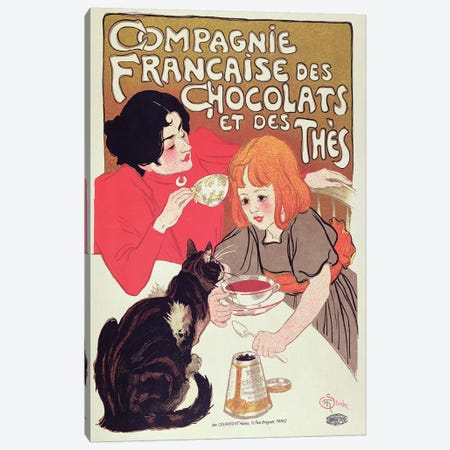 Poster advertising the Compagnie Francaise des Chocolats et des Thes, c.1898  Canvas Print #BMN2392} by Theophile Alexandre Steinlen Canvas Artwork