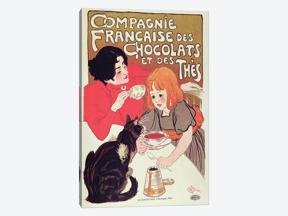 Poster advertising the Compagnie Francaise des Chocolats et des Thes, c.1898  by Theophile Alexandre Steinlen 1-piece Canvas Artwork