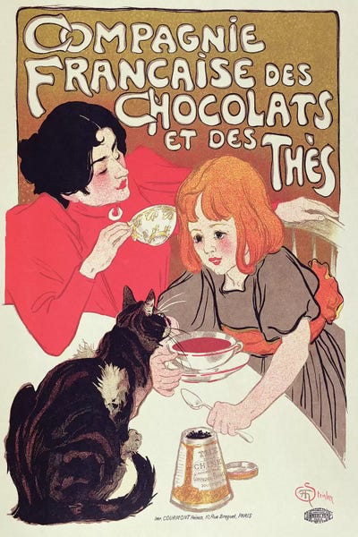Vintage Kitchen Posters: Poster advertising the Compagnie Francaise des Chocolats et des Thes, c.1898  by Theophile Alexandre Steinlen