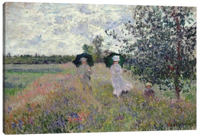 Promenade near Argenteuil, 1873  Canvas Art Print - Claude Monet